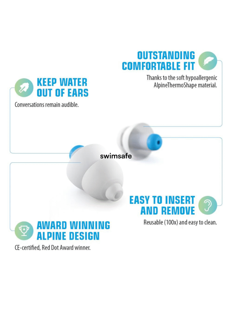 SwimSafe Schwimm-Ohrstöpsel mit weichem, hypoallergenem Sitz, halten Wasser zuverlässig fern, einfach einzusetzen und wiederverwendbar, preisgekröntes Design