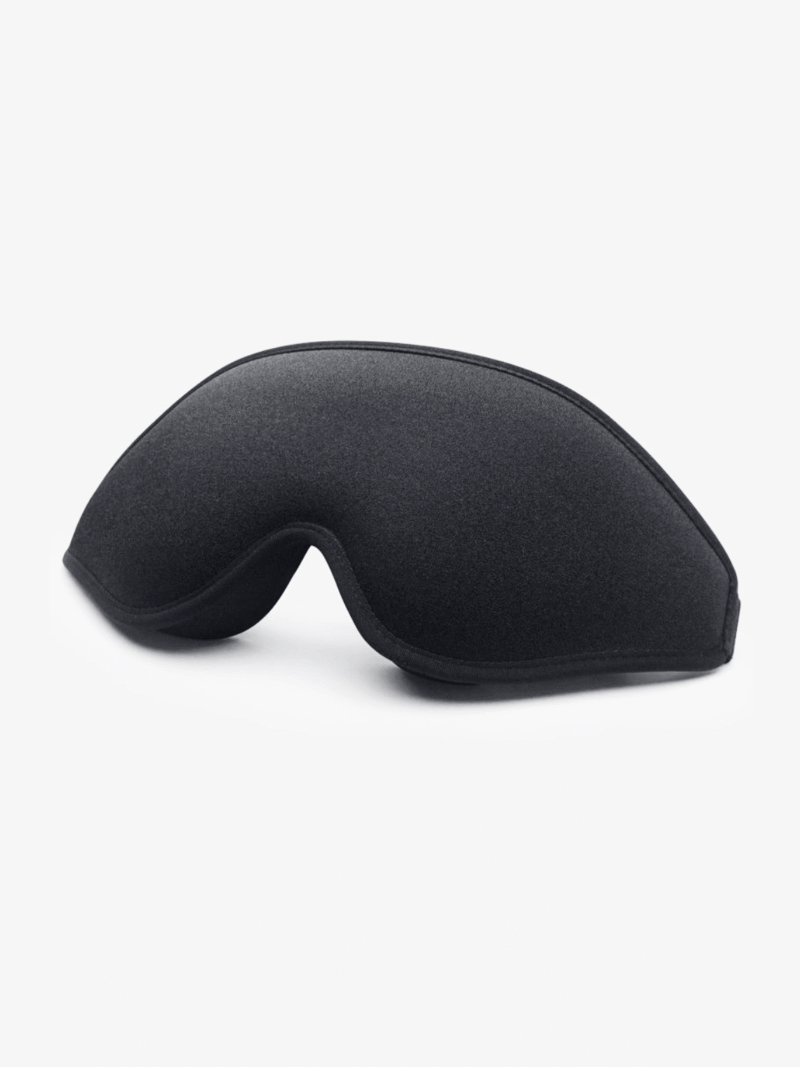 Schwarze gepolsterte 3D-Schlafmaske mit anatomischer Augenkontur für vollständige Lichtabschirmung und hohen Komfort