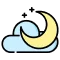 Mond- und Wolkensymbol als Sinnbild für die Rolle des Schlafs bei der Gedächtnisbildung