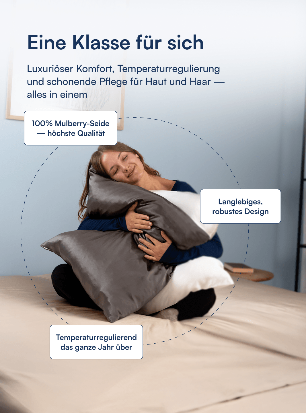 Kissenbezug aus 100 % Maulbeerseide (OEKO-TEX) Beige