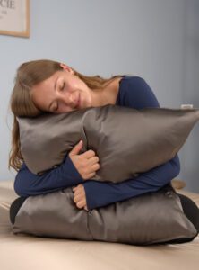 Funda de almohada 100 % seda de morera (OEKO-TEX) - Gris oscuro
