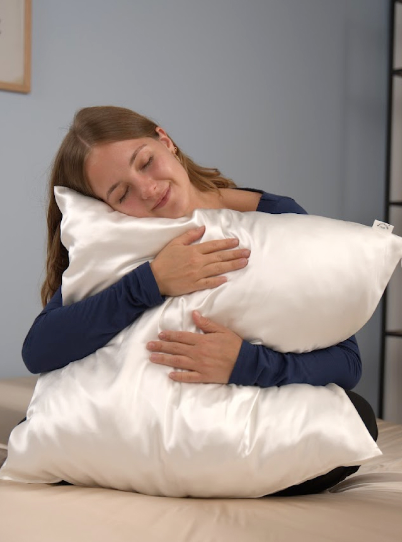Funda de almohada 100 % seda de morera (OEKO-TEX) - Blanco