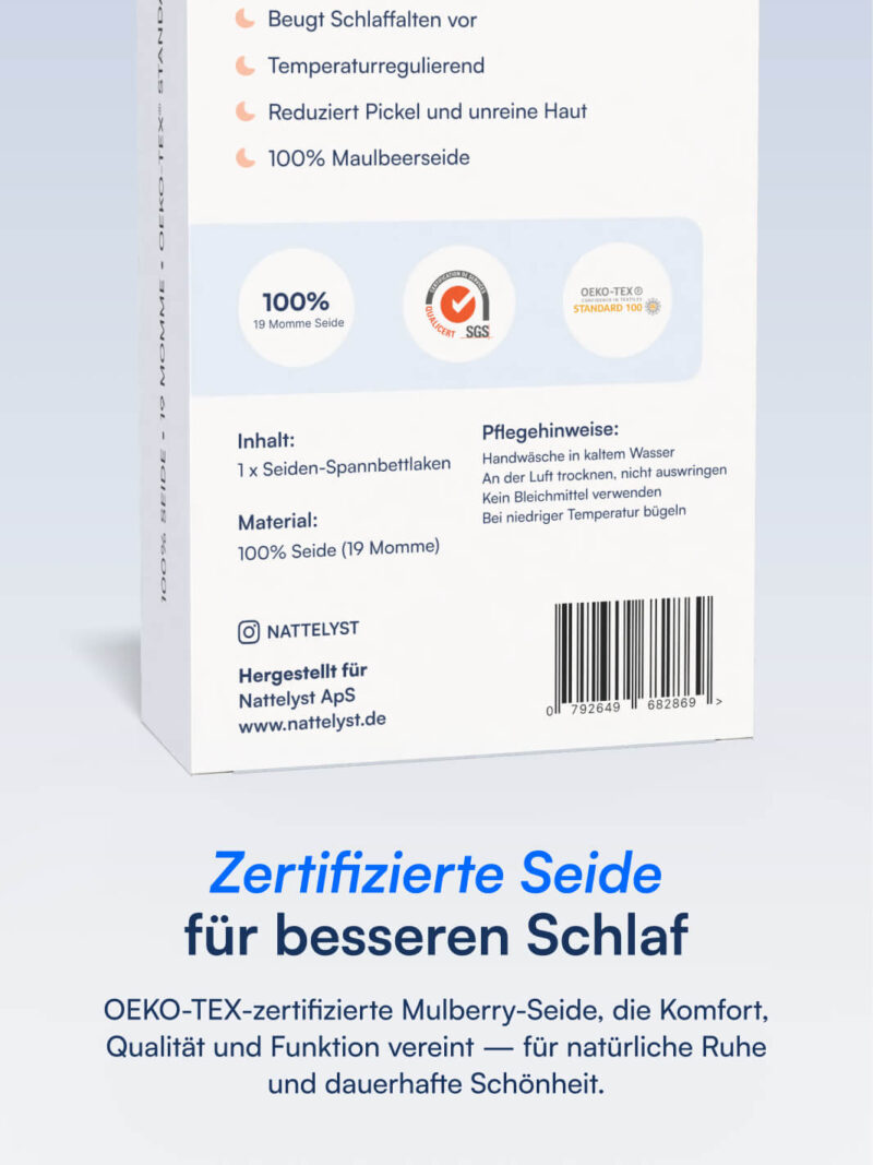 Spannbettlaken aus 100 % Maulbeerseide (OEKO-TEX), Schwarz