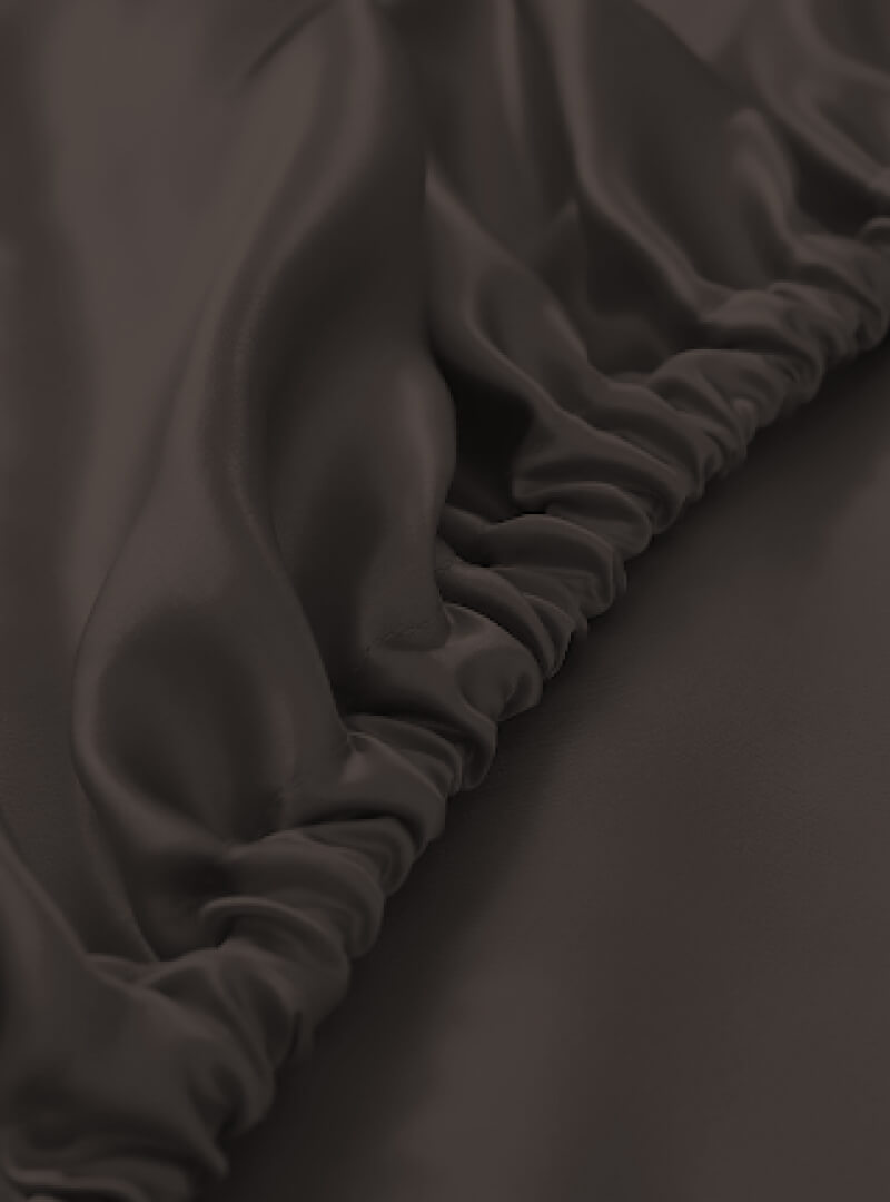 Sábana bajera 100 % seda de morera (OEKO-TEX) - Gris oscuro