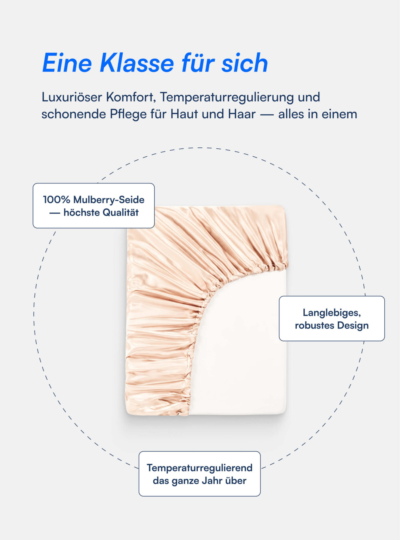 Spannbettlaken aus 100 % Maulbeerseide (OEKO-TEX) Beige