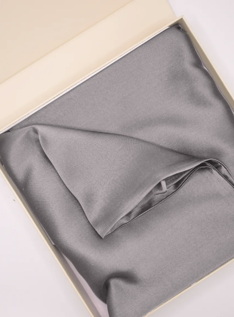 Funda de almohada 100 % seda de morera (OEKO-TEX) - Gris claro