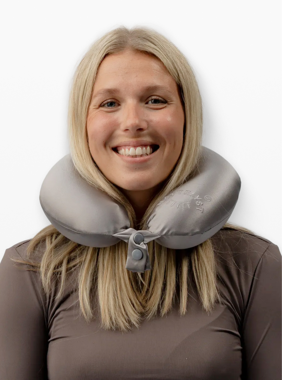 Almohada de viaje 100 % seda de morera (OEKO-TEX) - Gris