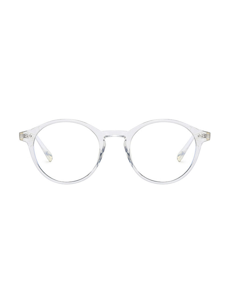 Runde transparente Brille aus klarem Acetat mit leichtem, minimalistischem Gestell