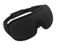 Schwarze 3D-Schlafmaske mit geformten Augenmulden, strukturiertem Bezug und verstellbarem Elastikband