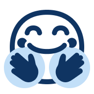 Lächelndes Emoji mit geschlossenen Augen und umarmenden Händen