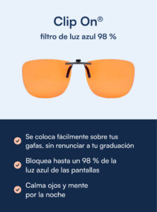 Clip On® filtro de luz azul para gafas graduadas