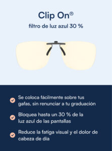 Clip On® filtro de luz azul para gafas graduadas