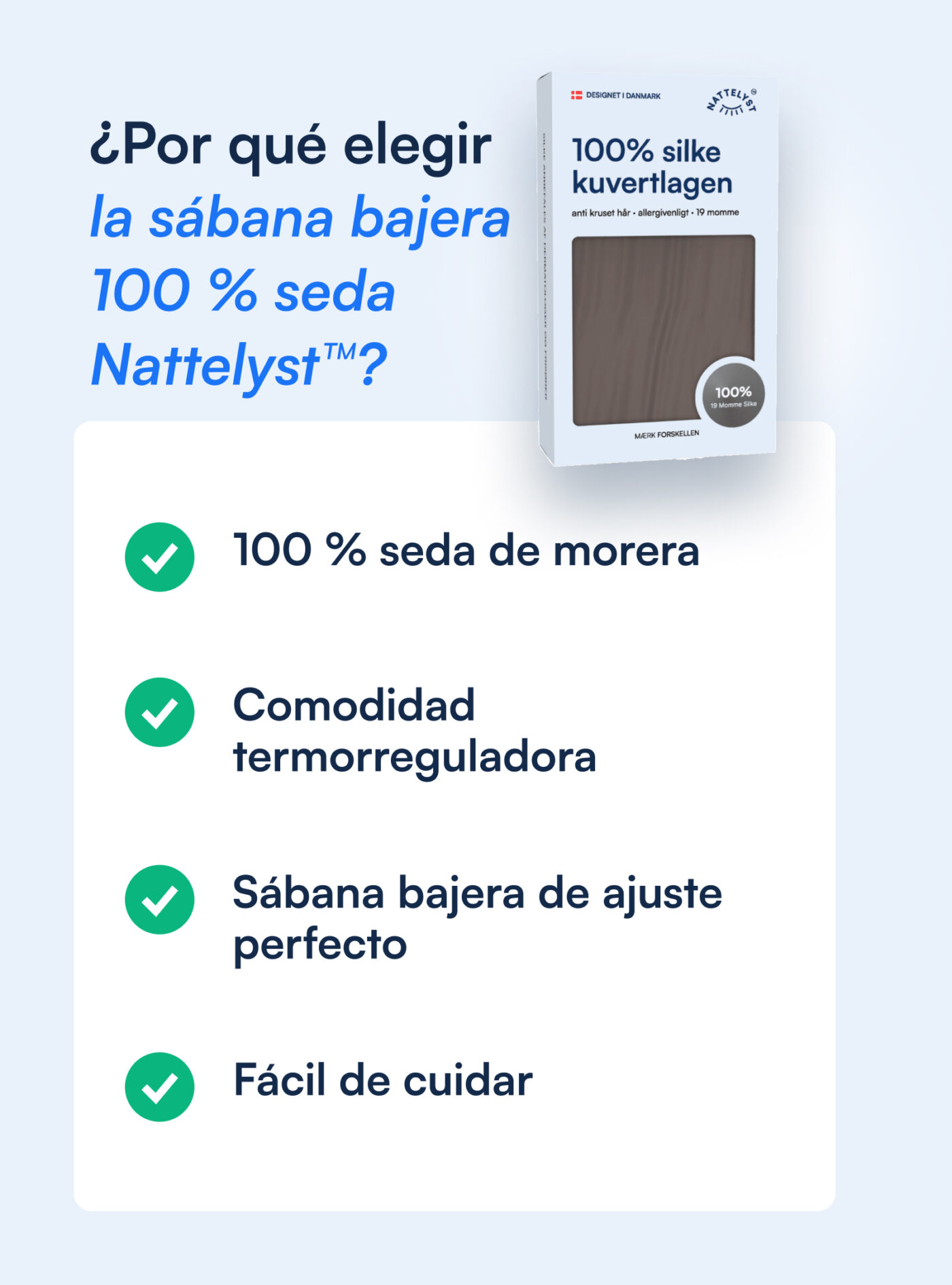 Sábana bajera 100 % seda de morera (OEKO-TEX) - Gris oscuro