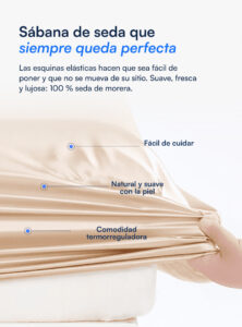 Sábana bajera 100 % seda de morera (OEKO-TEX) - Beige