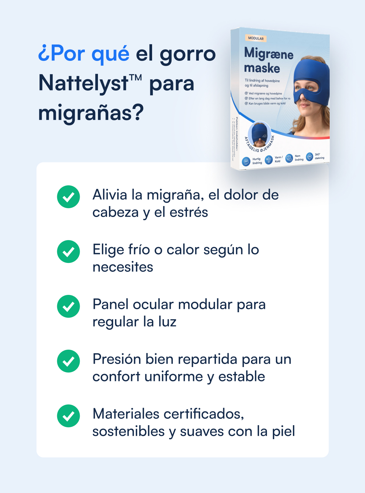 Nattelyst™ gorro para migrañas (Modular)