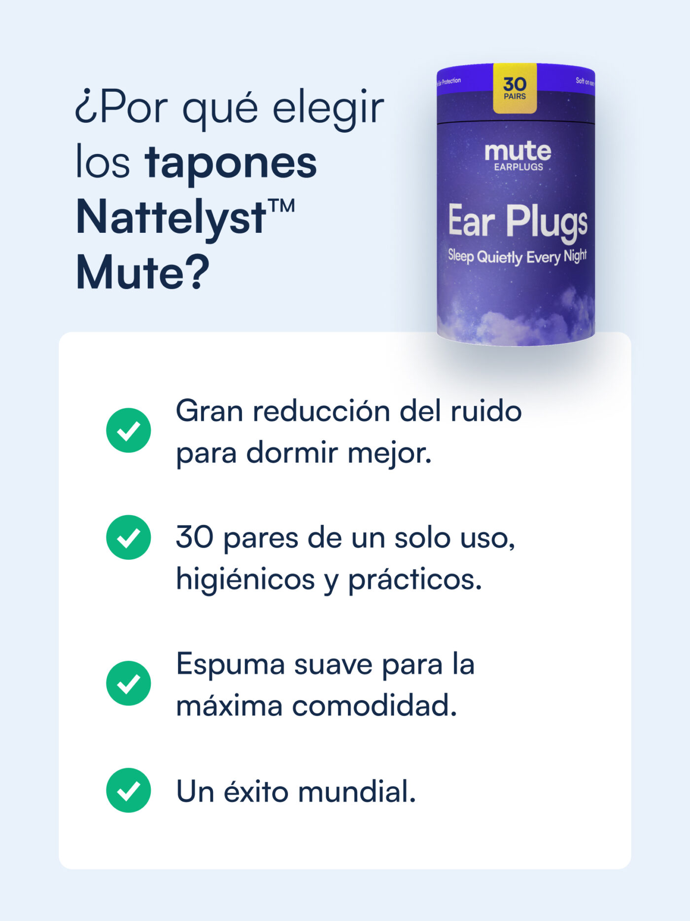 Mute tapones para dormir (30 pares)