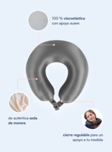 Almohada de viaje 100 % seda de morera (OEKO-TEX) - Gris
