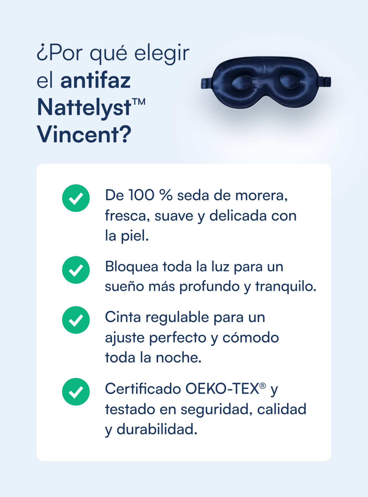 Vincent antifaz para dormir (100 % seda de morera)