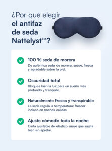 Antifaz para dormir 100 % seda de morera