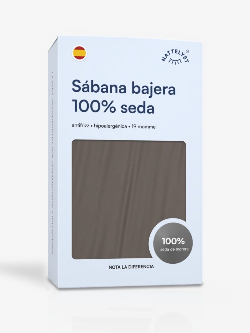 Sábana bajera 100 % seda de morera (OEKO-TEX) - Gris oscuro