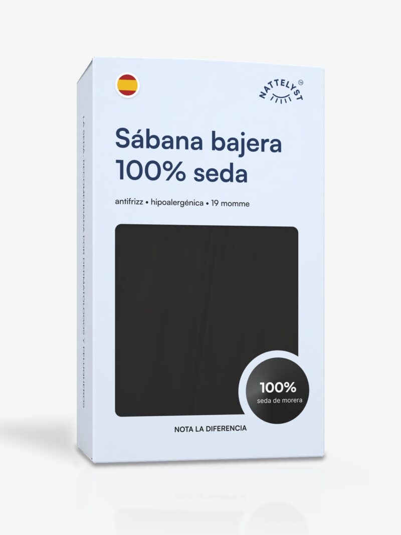 Sábana bajera 100 % seda de morera (OEKO-TEX) - Negro