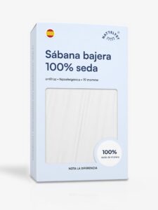 Sábana bajera 100 % seda de morera (OEKO-TEX) - Blanco
