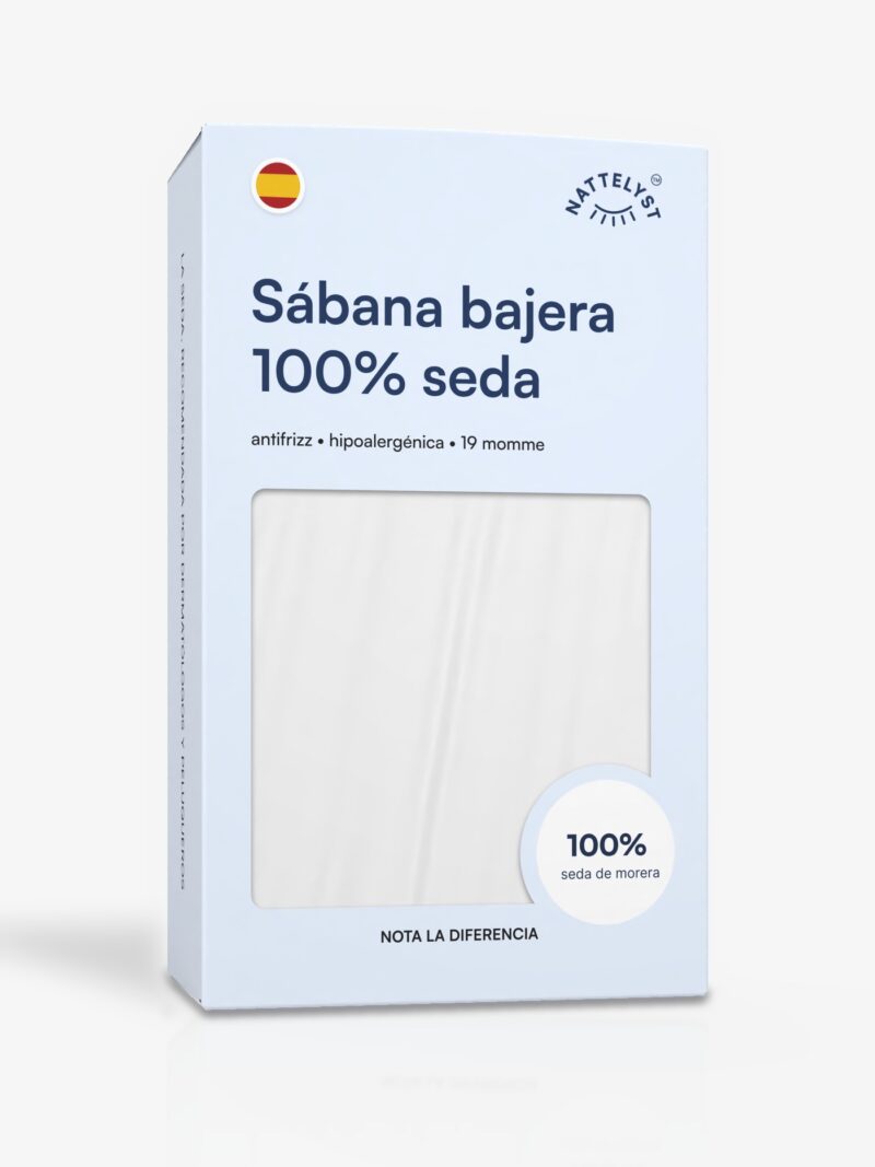 Sábana bajera 100 % seda de morera (OEKO-TEX) - Blanco