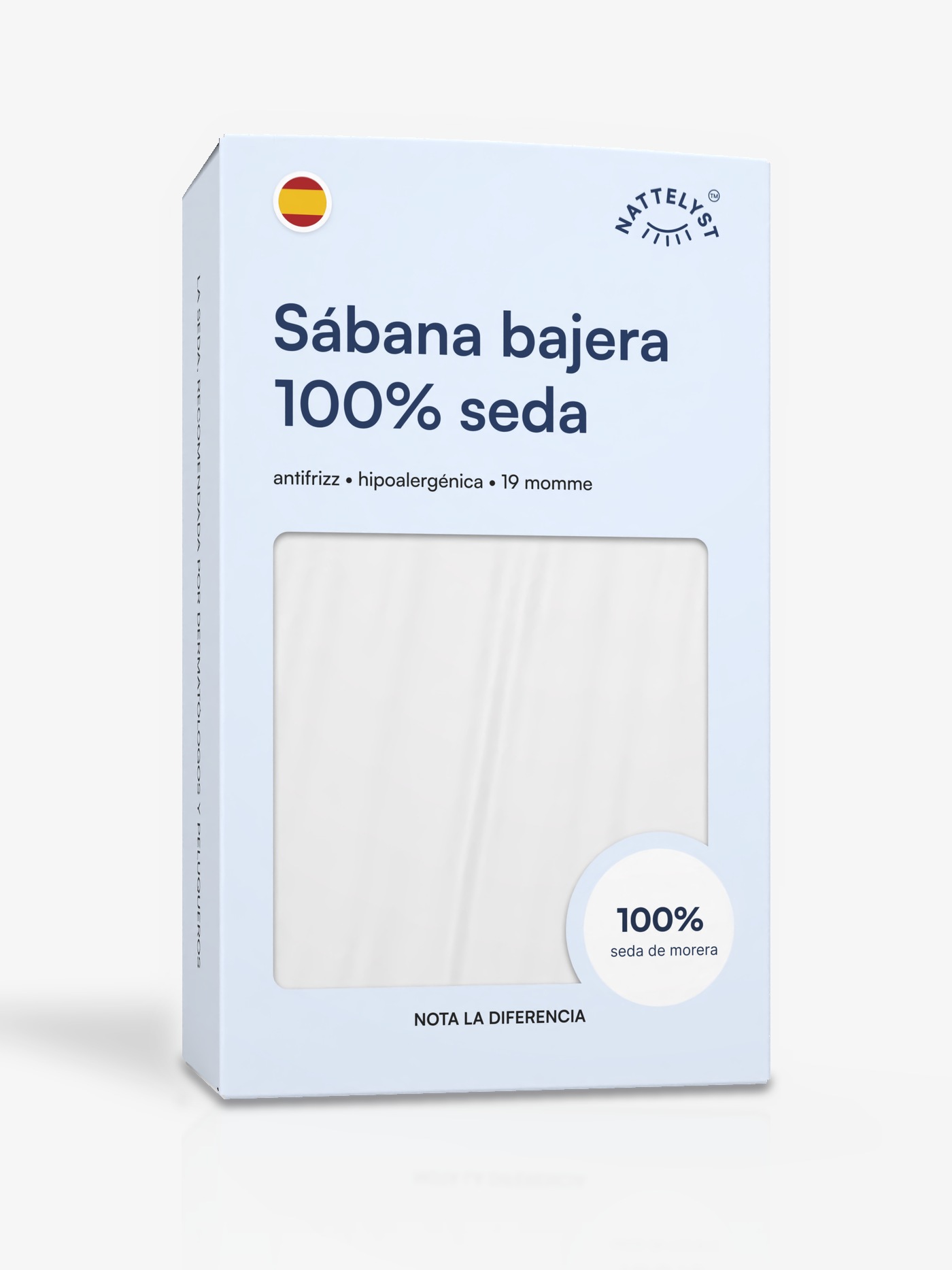Sábana bajera 100 % seda de morera (OEKO-TEX) - Blanco