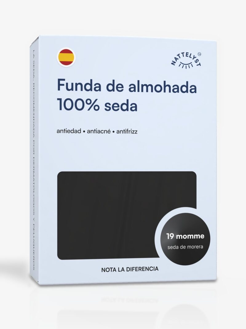 Funda de almohada 100 % seda de morera (OEKO-TEX) - Negro