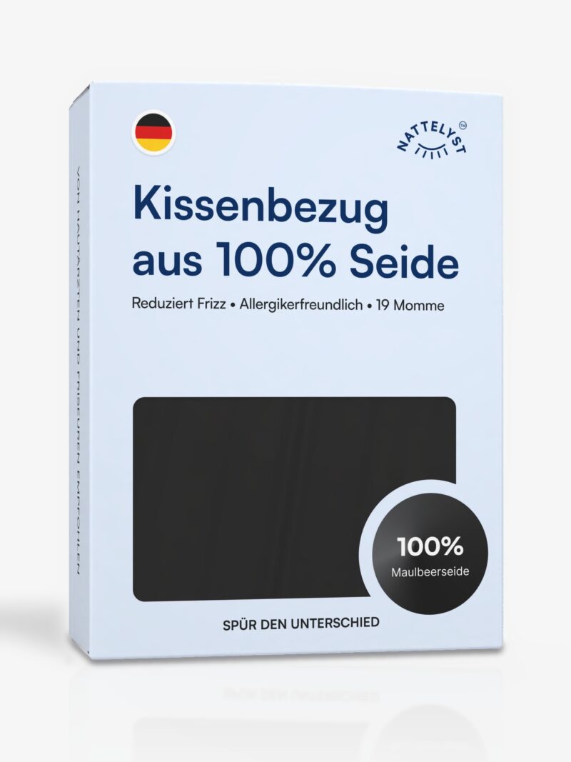 Kissenbezug aus 100 % Maulbeerseide (OEKO-TEX) Schwarz